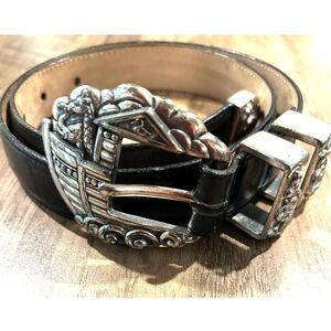 Brighton Noah's Arc Leather Belt with Silver Buckle - Size Small